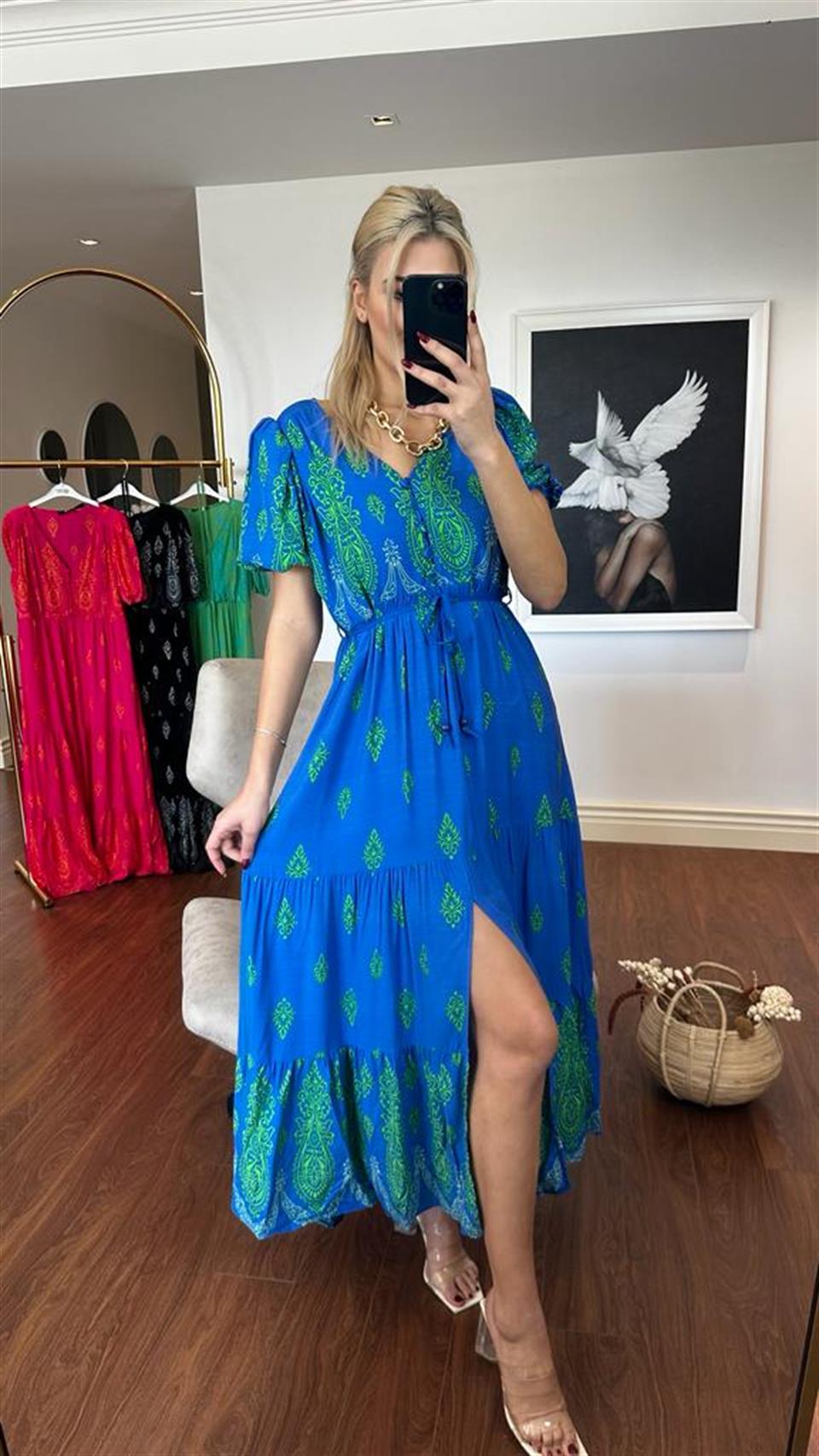 Sofia Şal Desen Poplin Desen Mavi 1304131