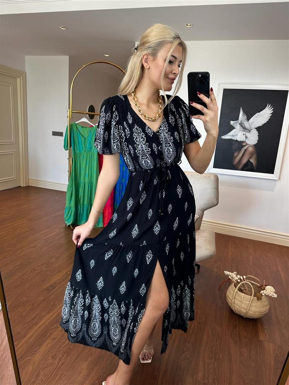 Sofia Şal Desen Poplin Desen Siyah 1304131