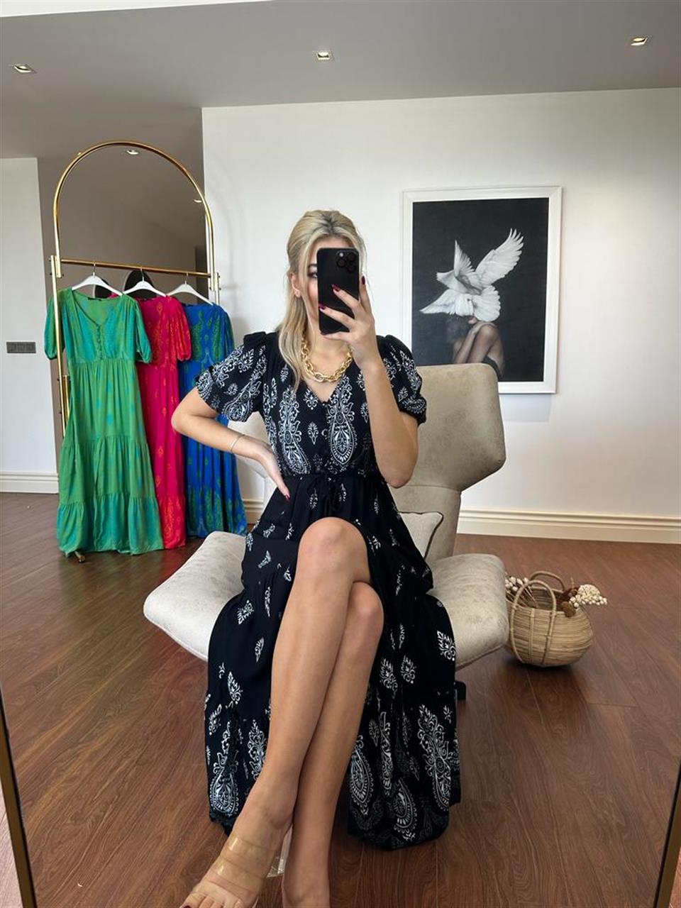 Sofia Şal Desen Poplin Desen Siyah 1304131