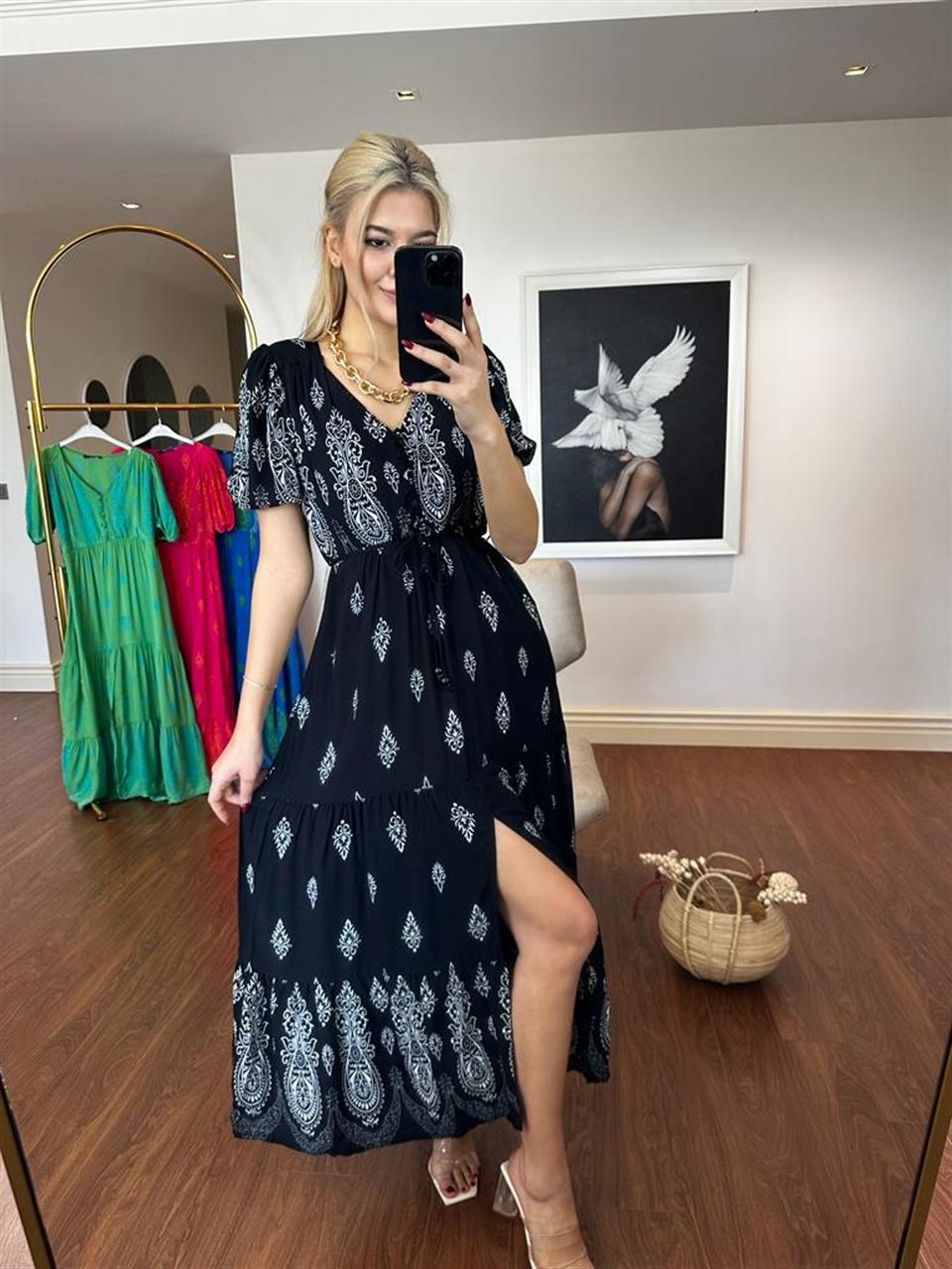 Sofia Şal Desen Poplin Desen Siyah 1304131