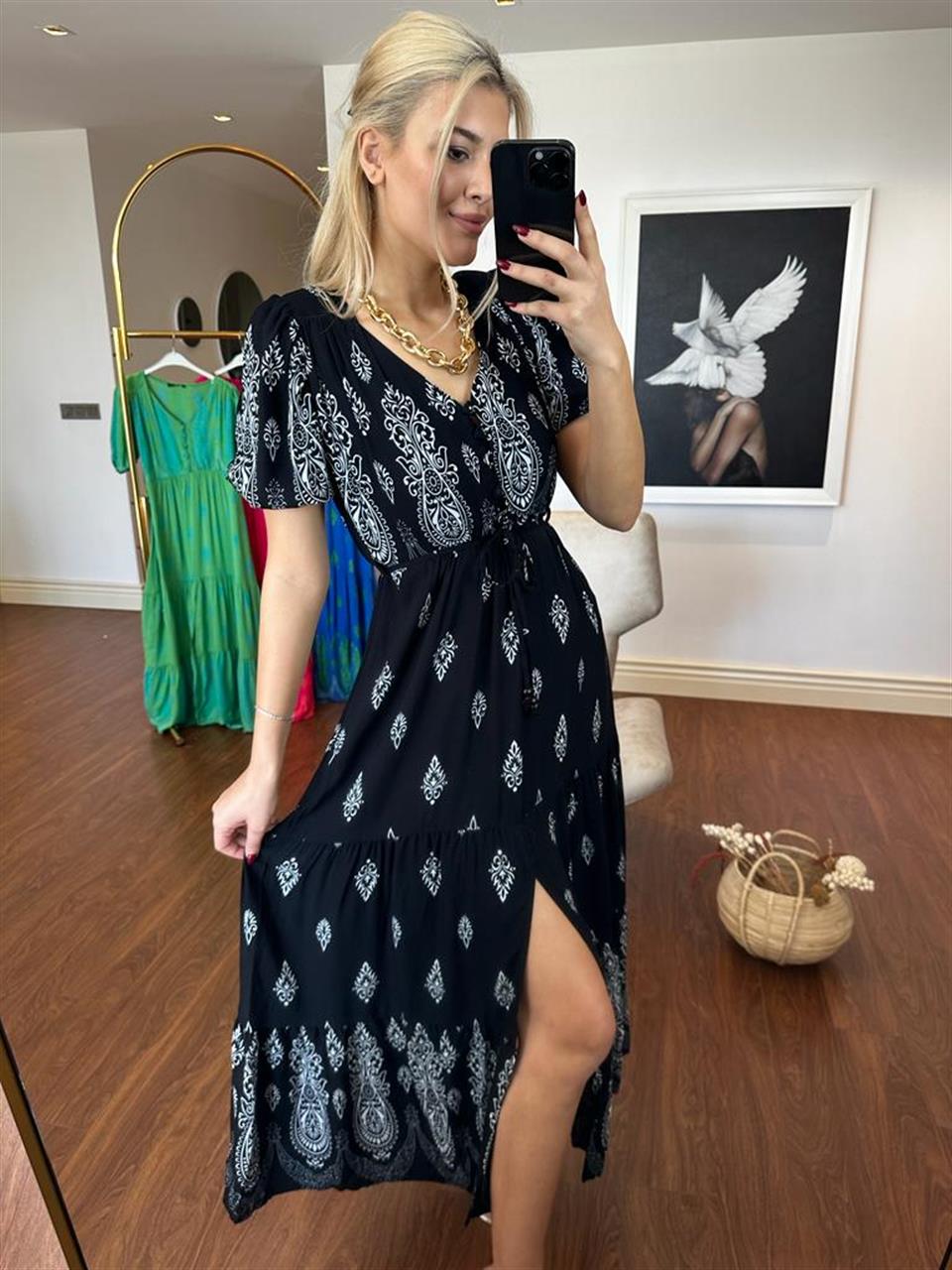 Sofia Şal Desen Poplin Desen Siyah 1304131