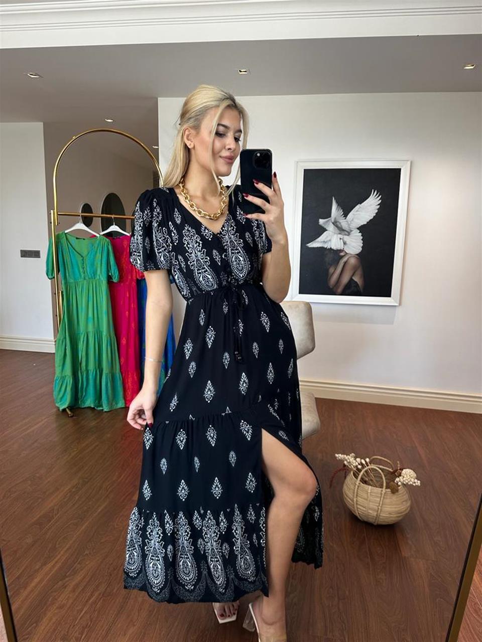 Sofia Şal Desen Poplin Desen Siyah 1304131