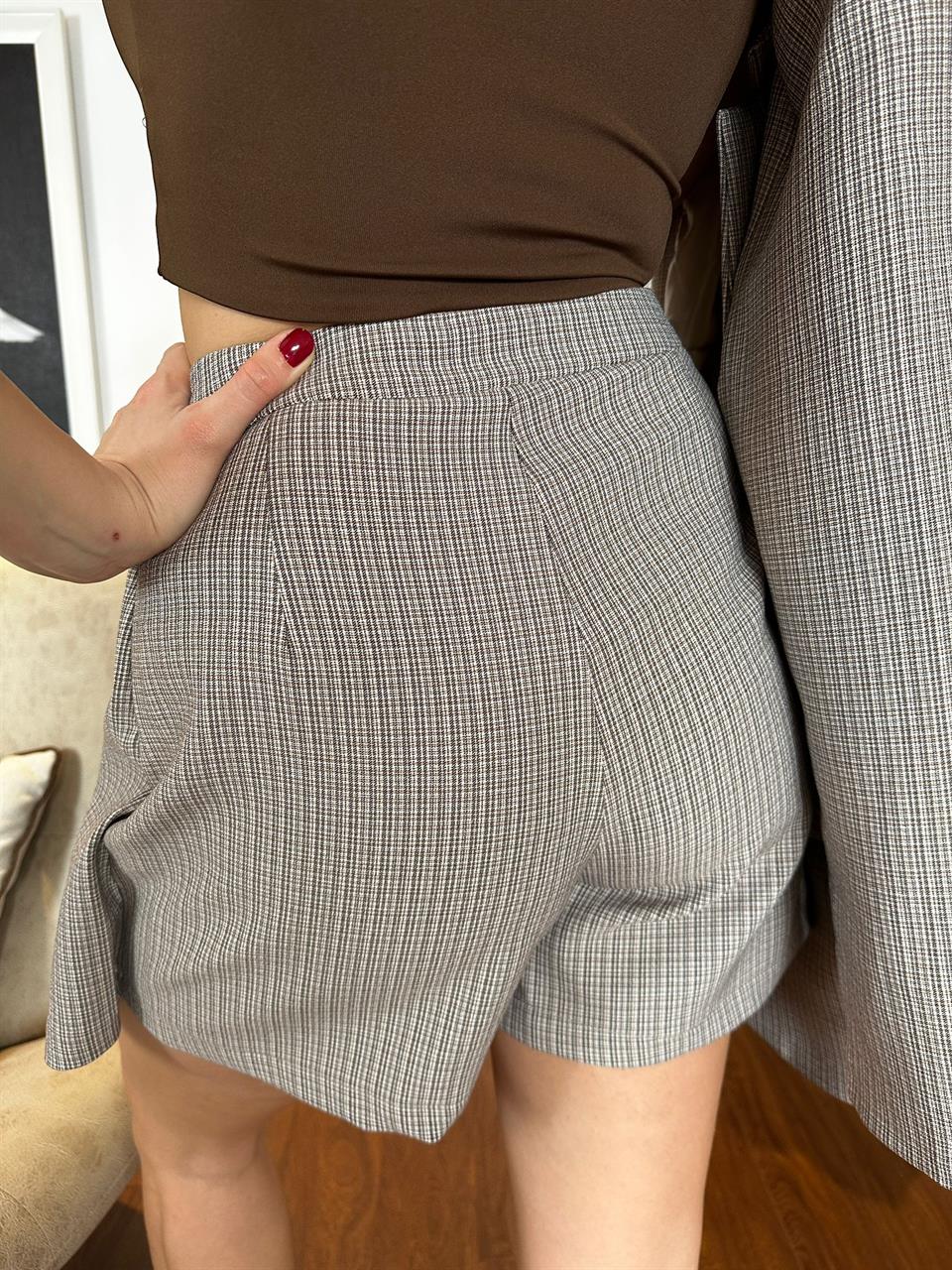 Şort Etekli Blazer Pitikare Takım Hardal 230261