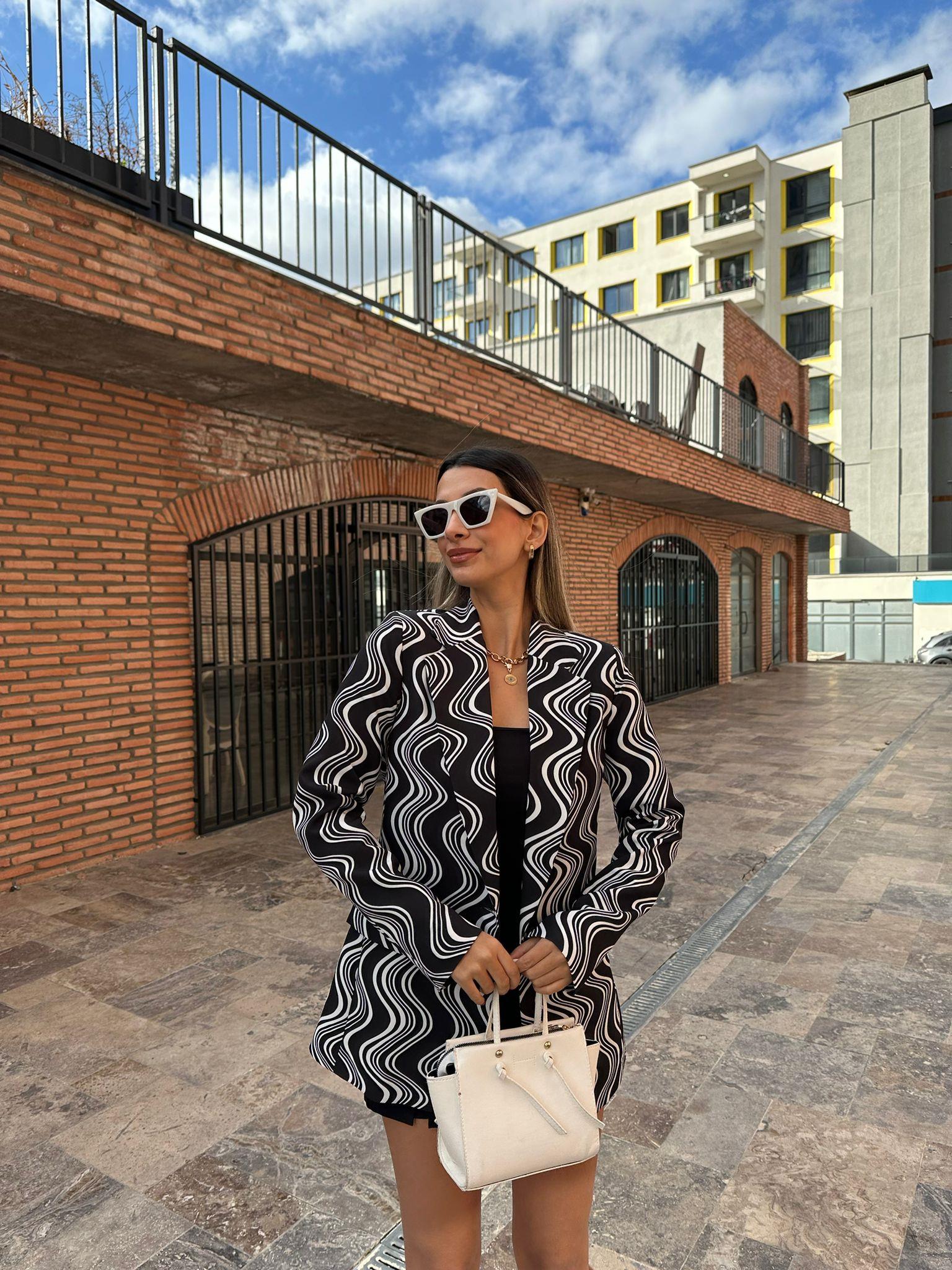 Su Yolu Desenli Blazer Ceket bckt1094