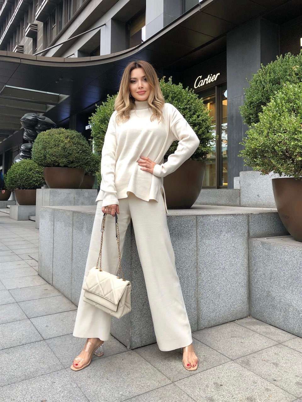 Taş Rengi Triko Takım