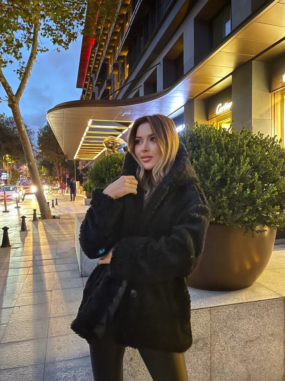 Teddy Kapüşonlu Kürk Siyah