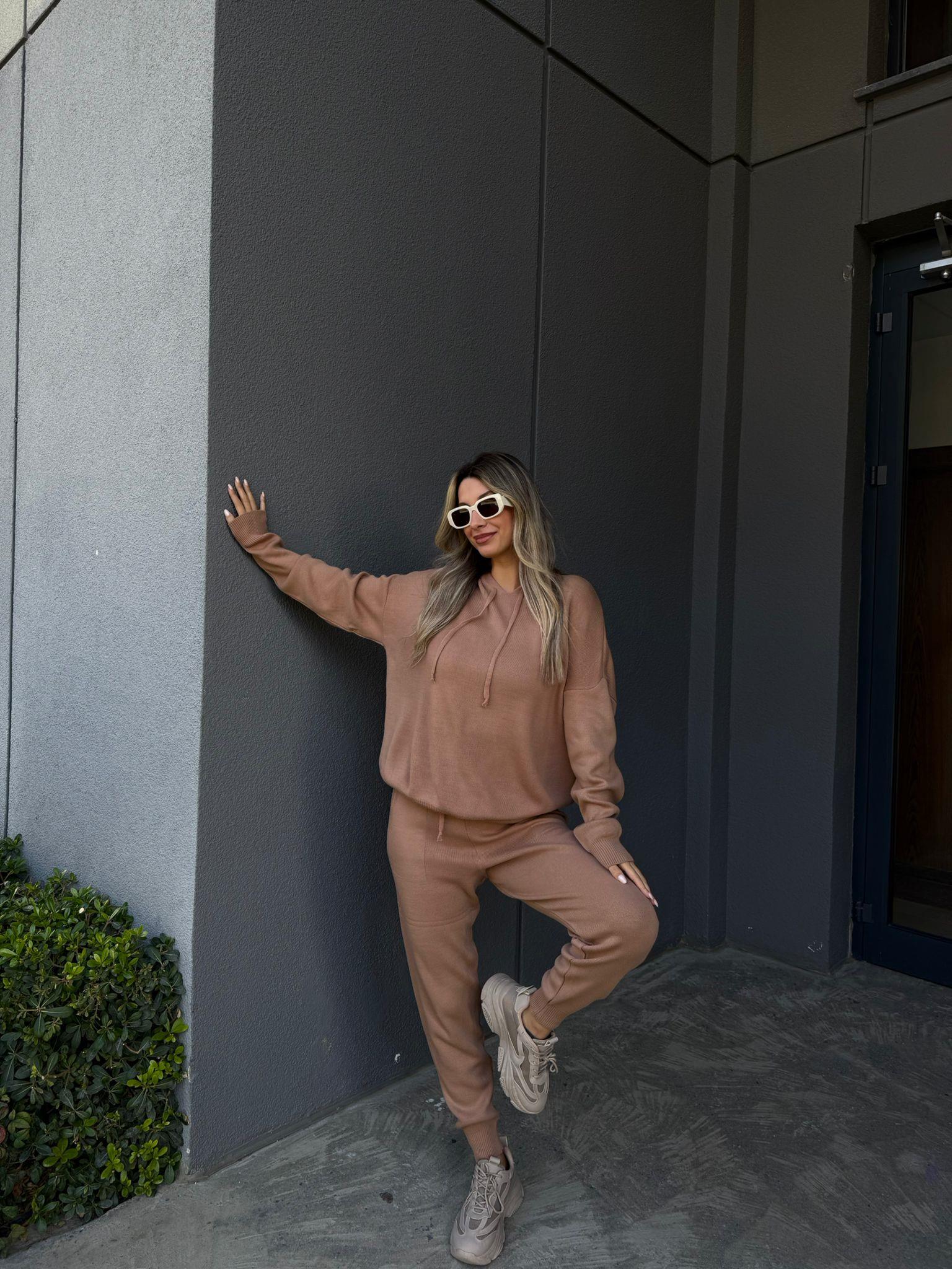 Tella Camel Kapüşonlu Triko Takım ttkm2120sb