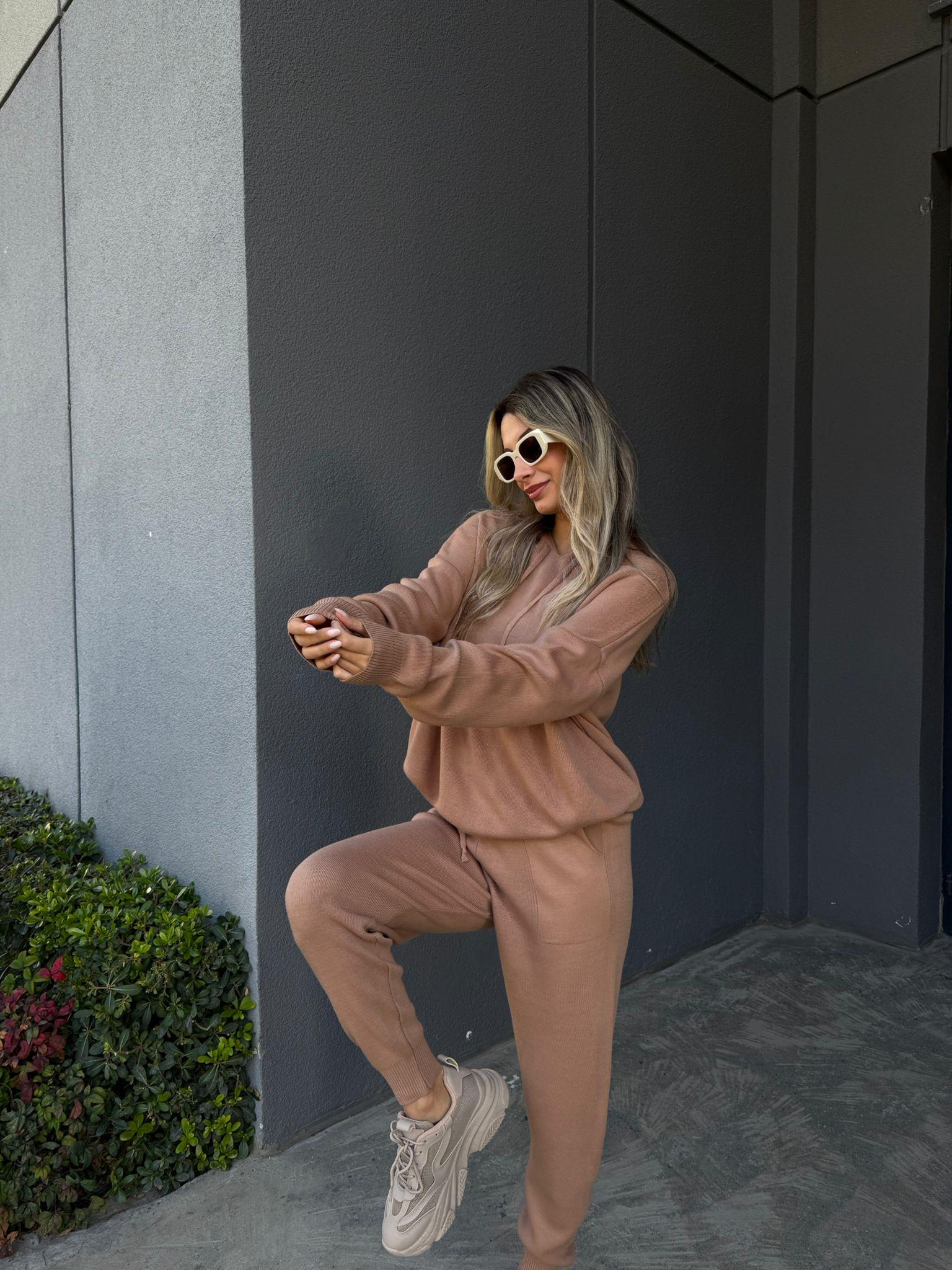 Tella Camel Kapüşonlu Triko Takım ttkm2120sb