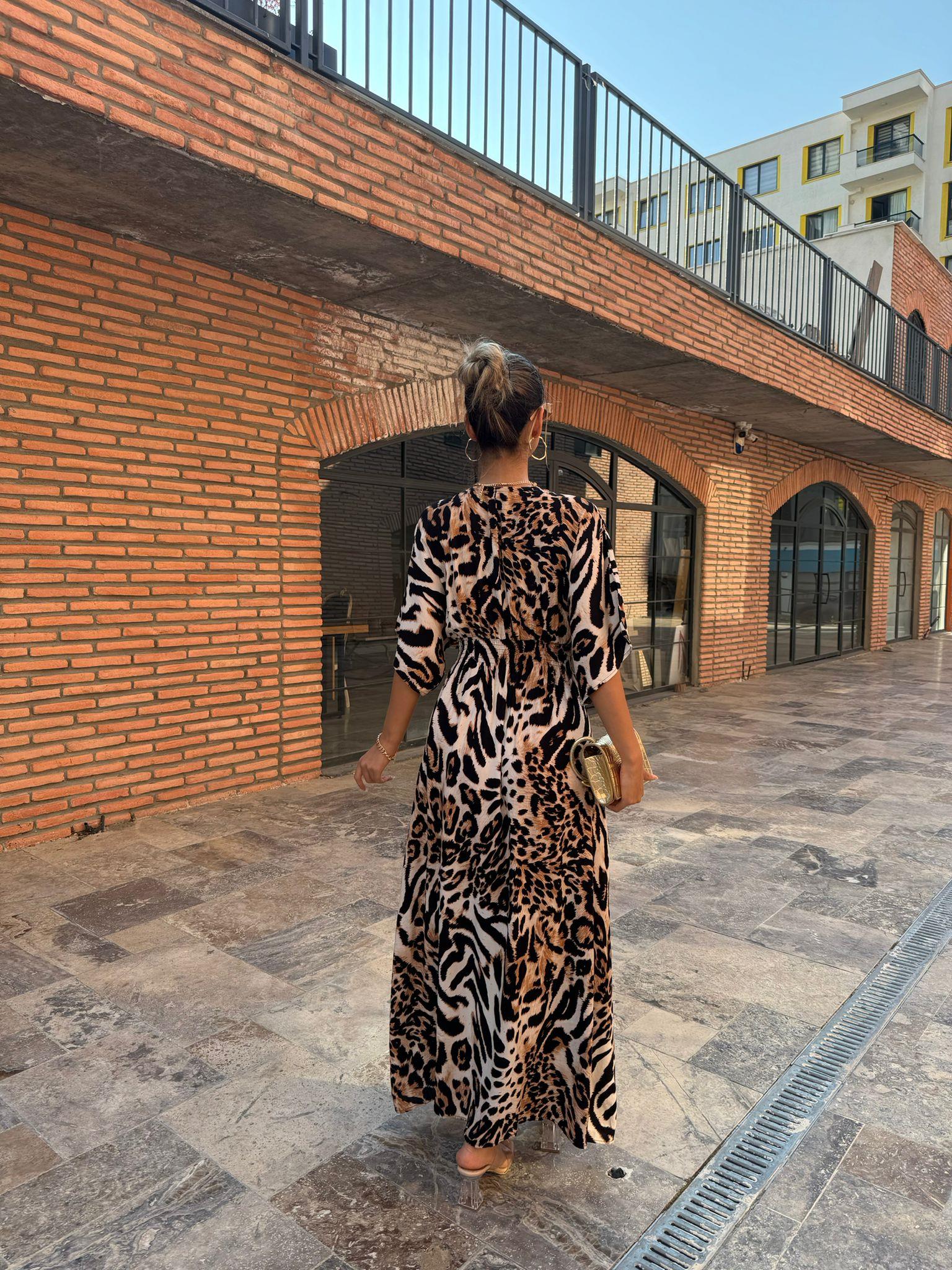 Tera Leopar Viskon Elbise 070621166