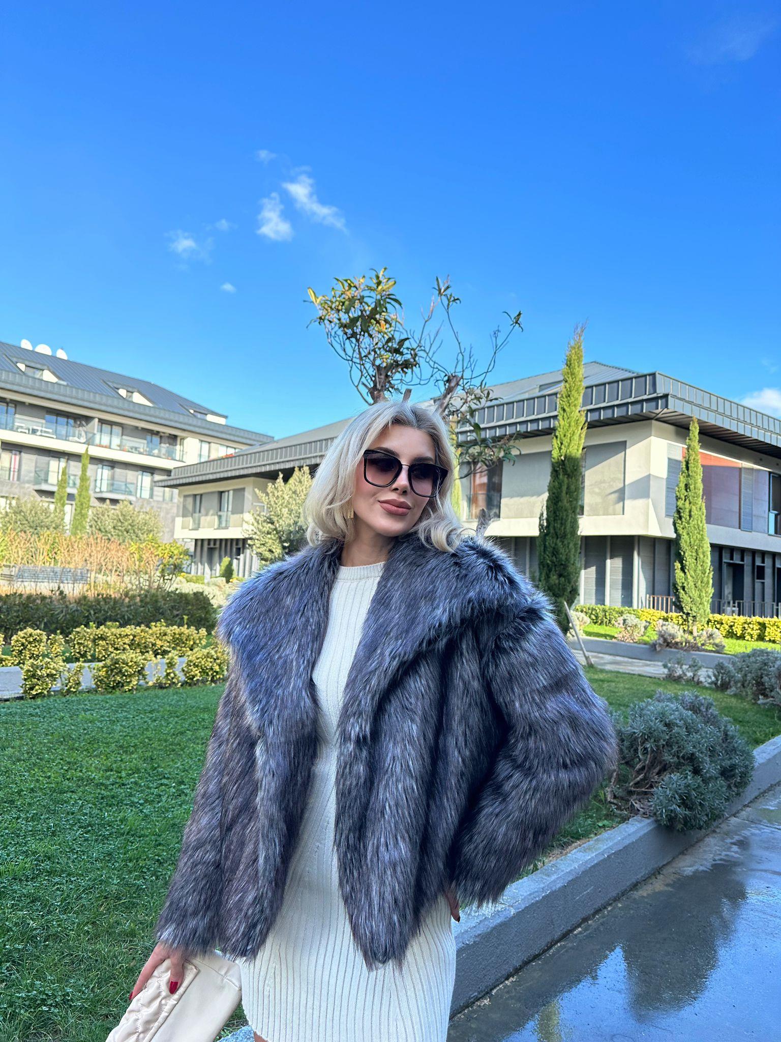 Tilki Premium Kürk Kırçıllı Gri 1563