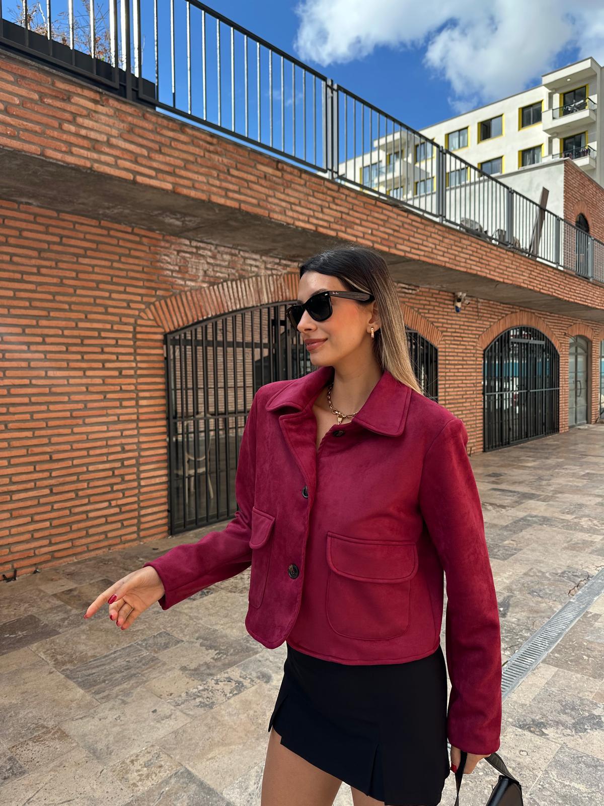 Üç Düğme Süet Bordo Ceket ckt1082ny