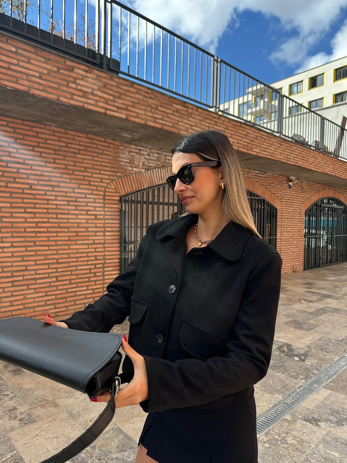 Üç Düğme Süet Siyah Ceket ckt1082ny