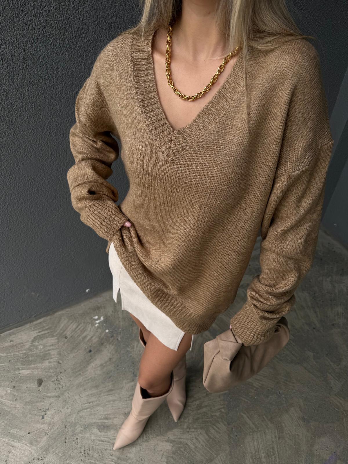 V Vaka Basic İpek Triko Kazak Camel kzk2171htfsn