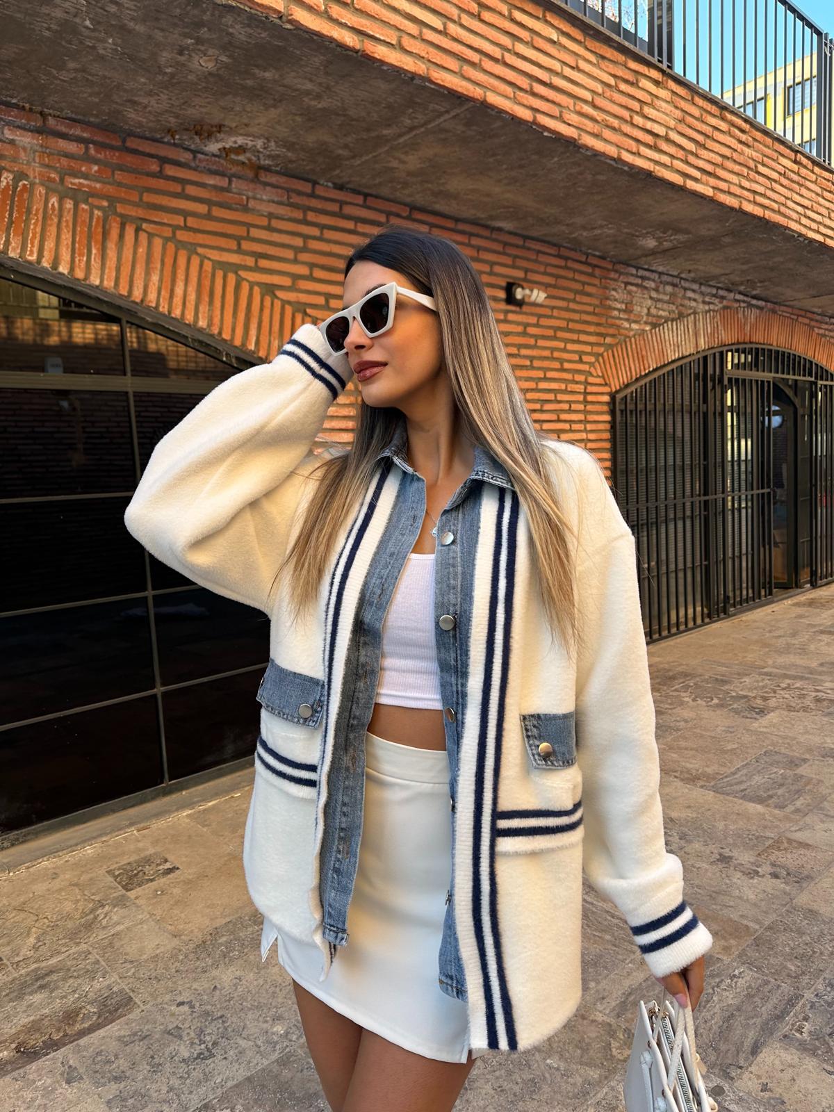 West Marin Jean Garnili Soft Beyaz Hırka hrk2019rvd