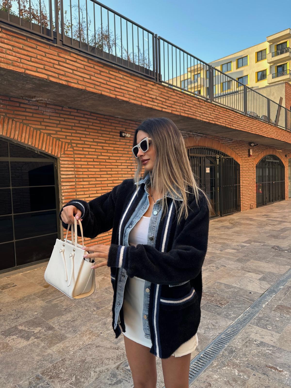 West Marin Jean Garnili Soft Siyah Hırka hrk2019rvd