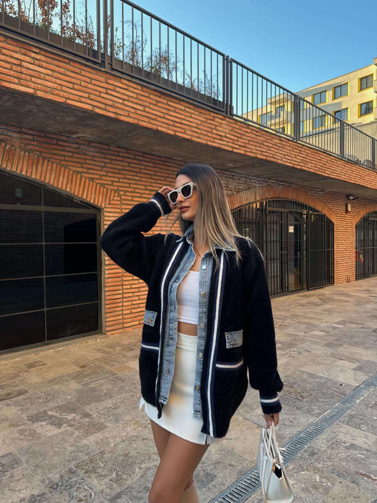 West Marin Jean Garnili Soft Siyah Hırka hrk2019rvd