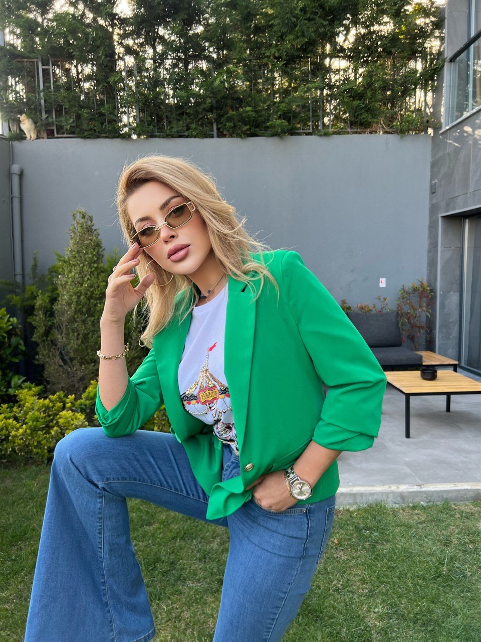 Yeşil Astarlı Blazer Ceket
