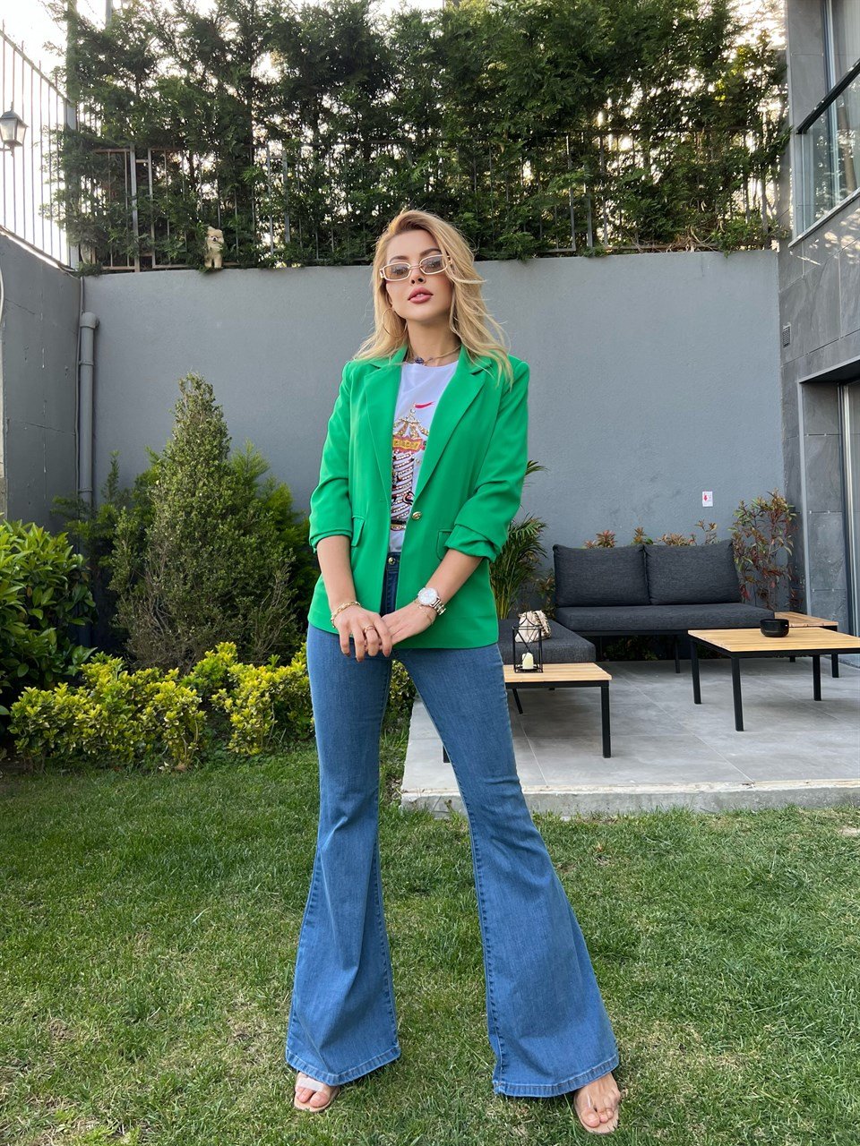 Yeşil Astarlı Blazer Ceket