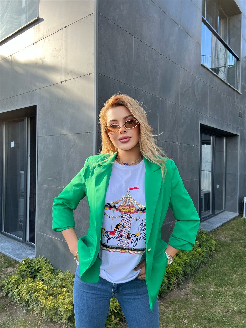 Yeşil Astarlı Blazer Ceket