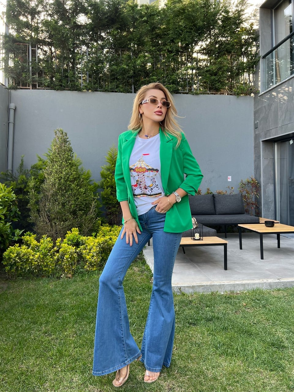 Yeşil Astarlı Blazer Ceket