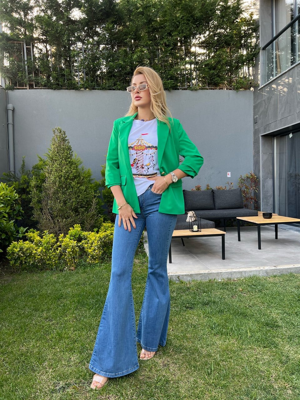 Yeşil Astarlı Blazer Ceket