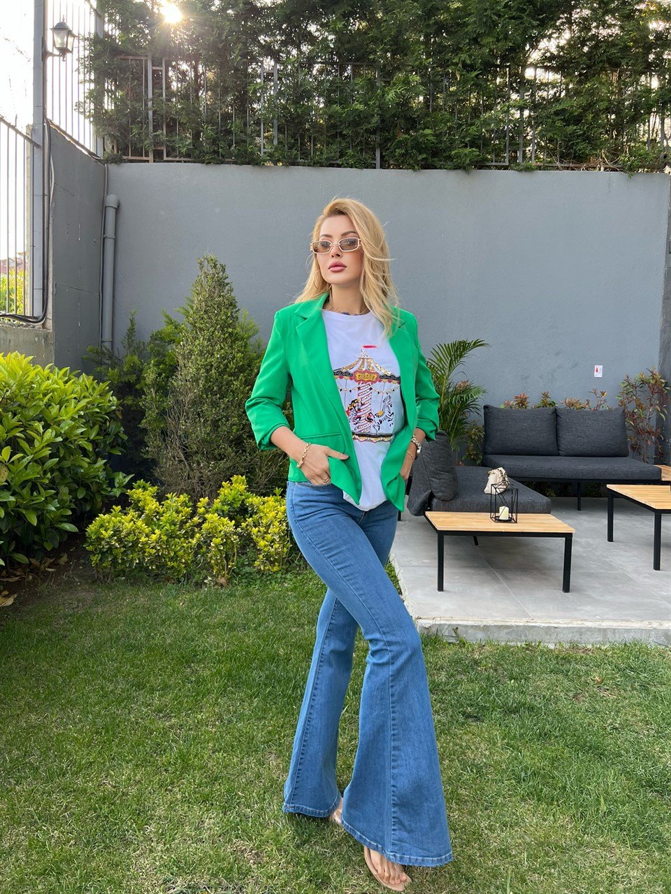 Yeşil Astarlı Blazer Ceket