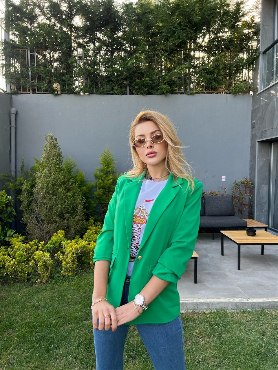 Yeşil Astarlı Blazer Ceket