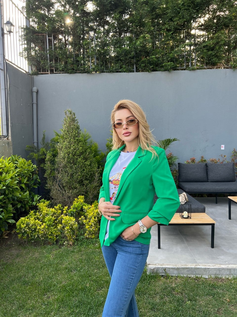Yeşil Astarlı Blazer Ceket