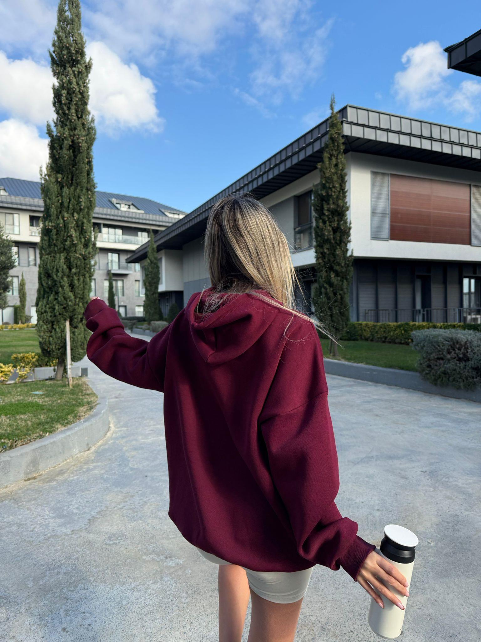 Yıldız Baskılı Sweat Bordo swt1045ogz