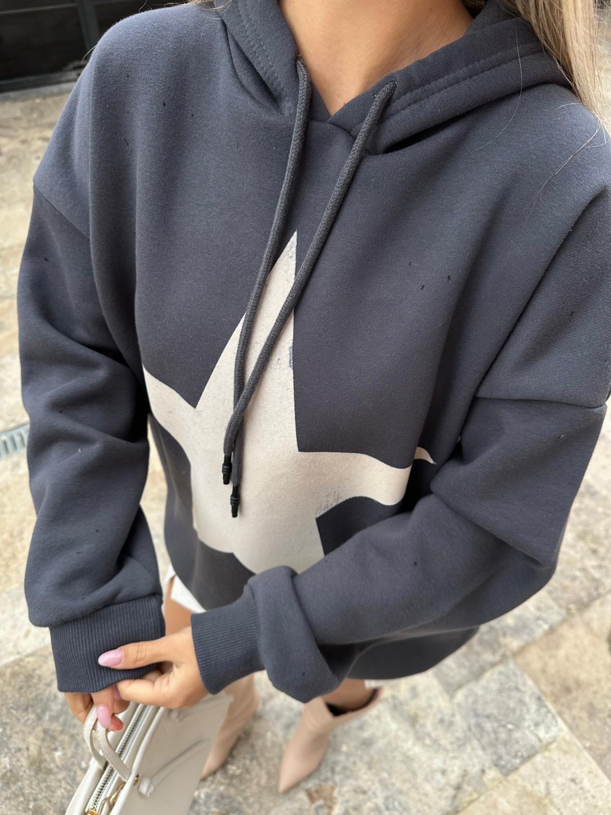 Yıldız Baskılı Sweat İndigo swt2031styq