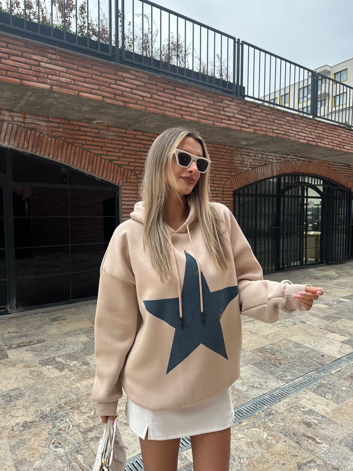 Yıldız Baskılı Sweat Vizon swt2031styq