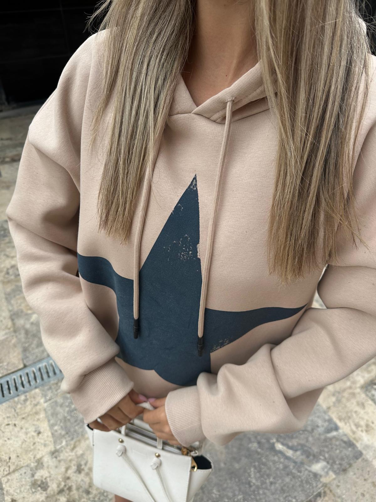 Yıldız Baskılı Sweat Vizon swt2031styq