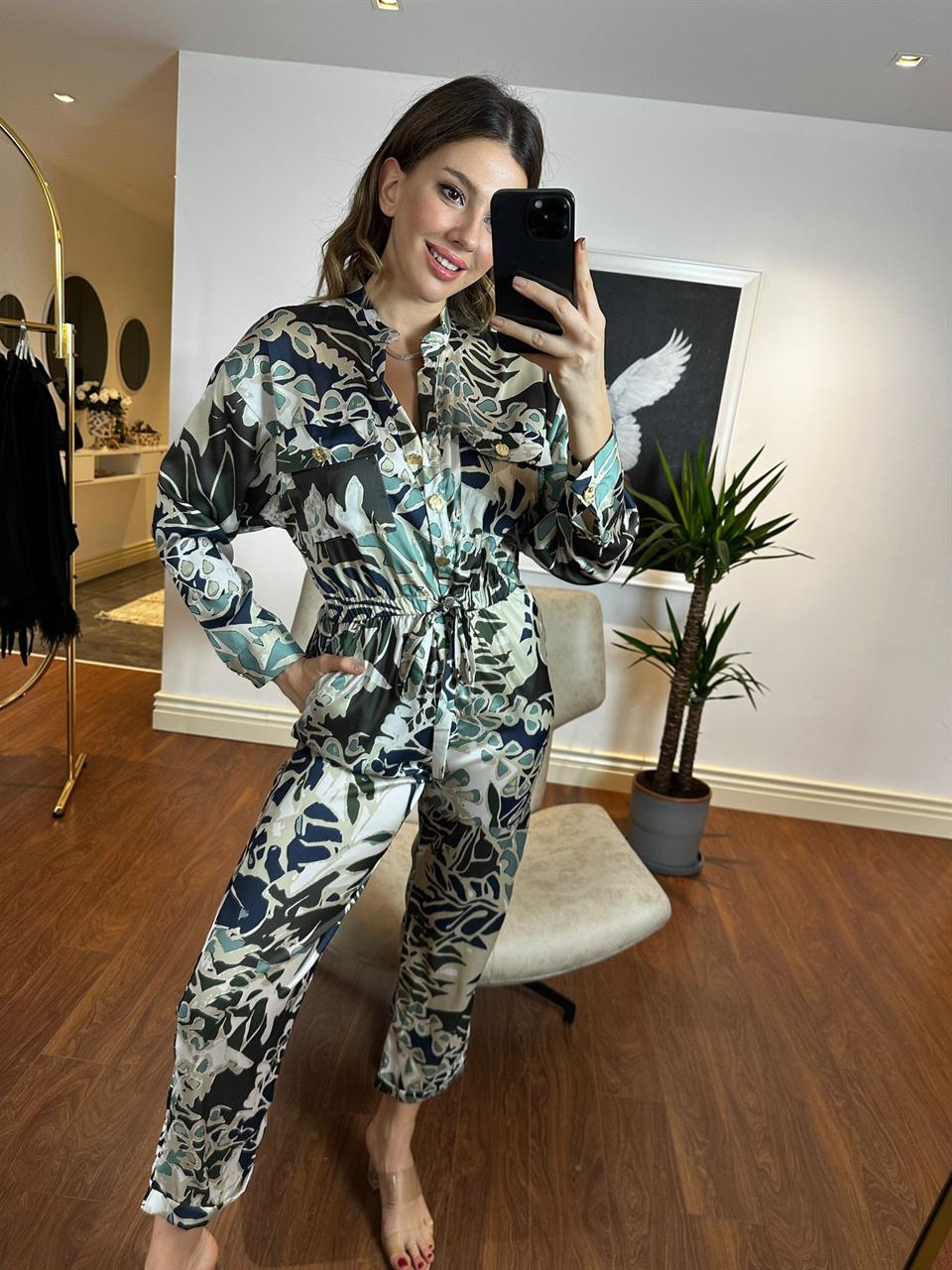 Z*ara Model Çiçekli Saten Tulum 230245
