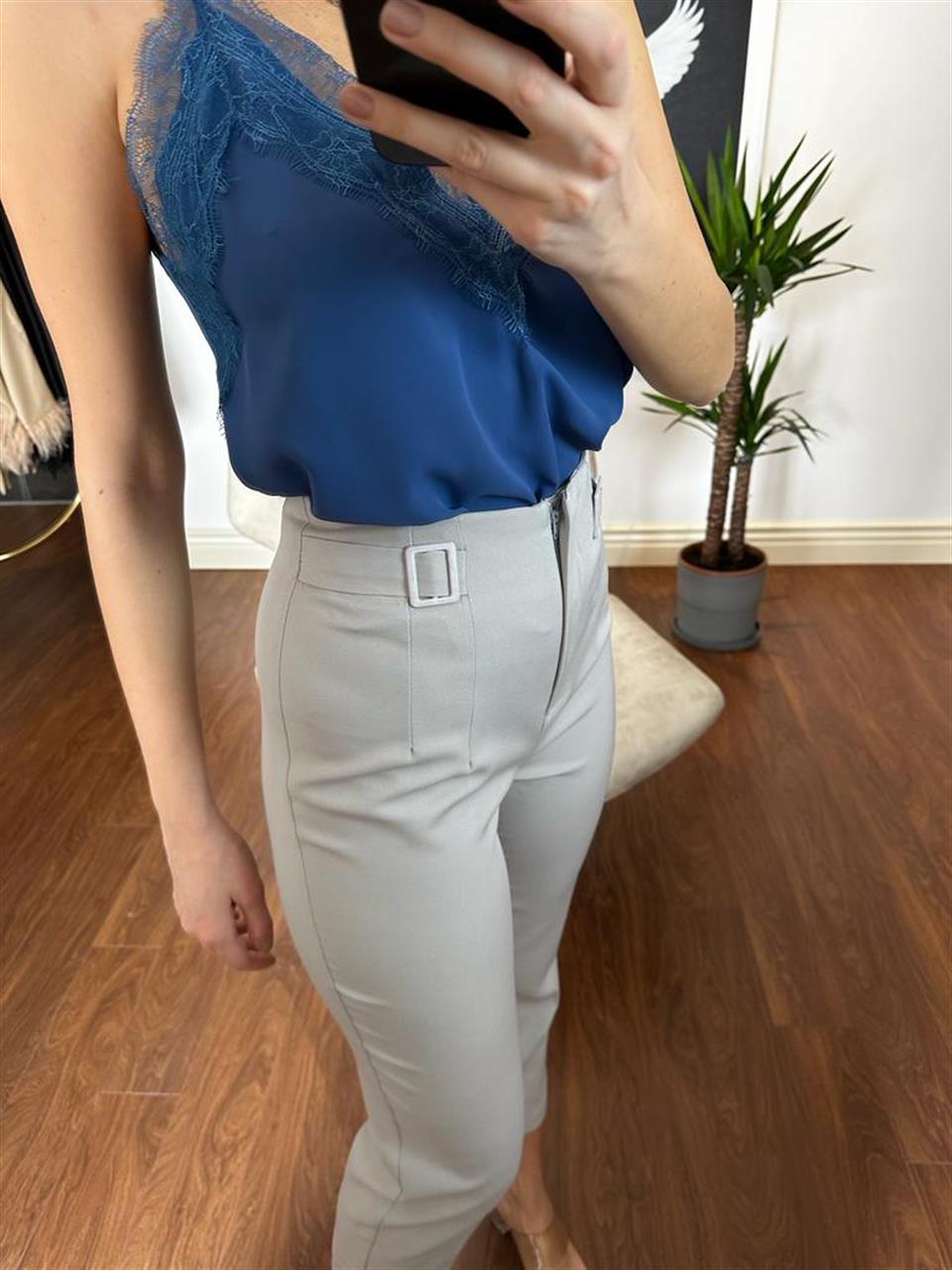 Z*ara Model Tokalı Gri Likralı Pantolon 230242