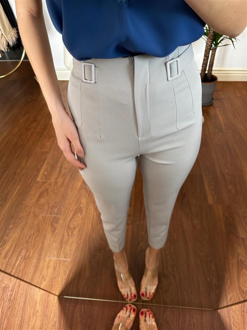 Z*ara Model Tokalı Gri Likralı Pantolon 230242