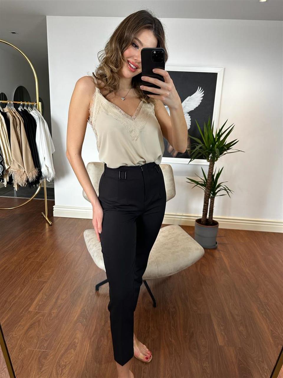 Z*ara Model Tokalı Siyah Likralı Pantolon 230242