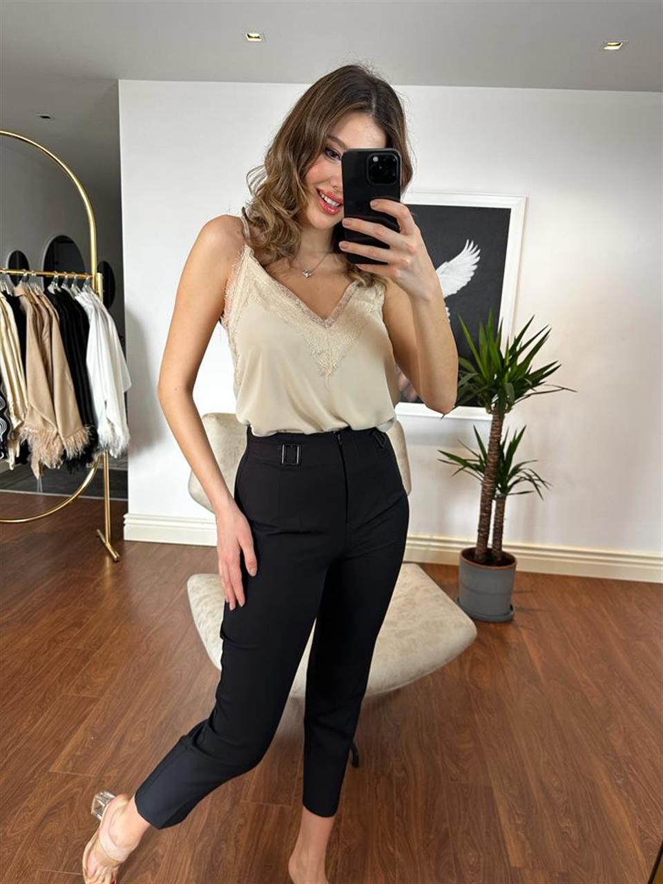 Z*ara Model Tokalı Siyah Likralı Pantolon 230242