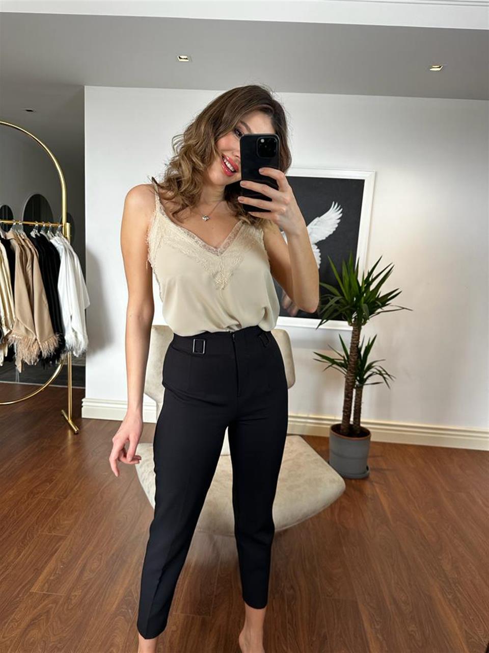 Z*ara Model Tokalı Siyah Likralı Pantolon 230242