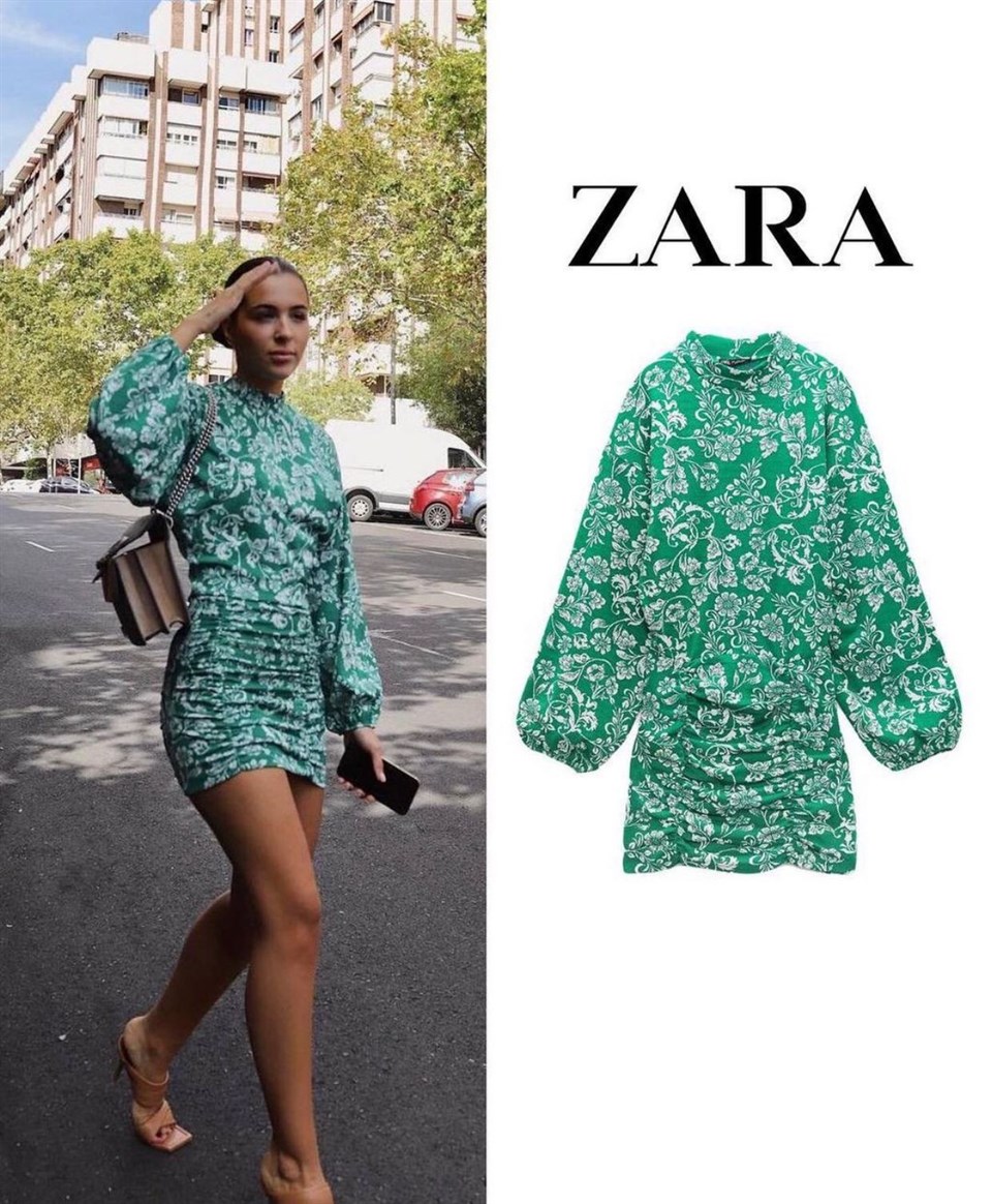 Zara Model Yeşil Likralı Elbise