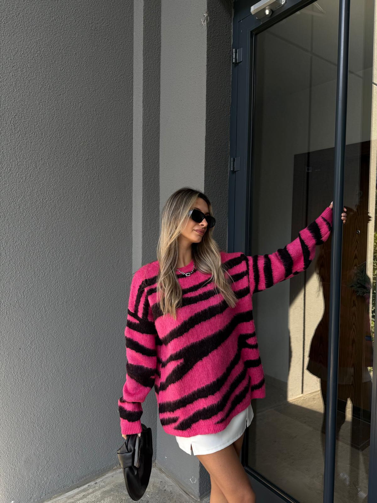 Zebra Desen Soft Kazak Fuşya kzk2116rvd