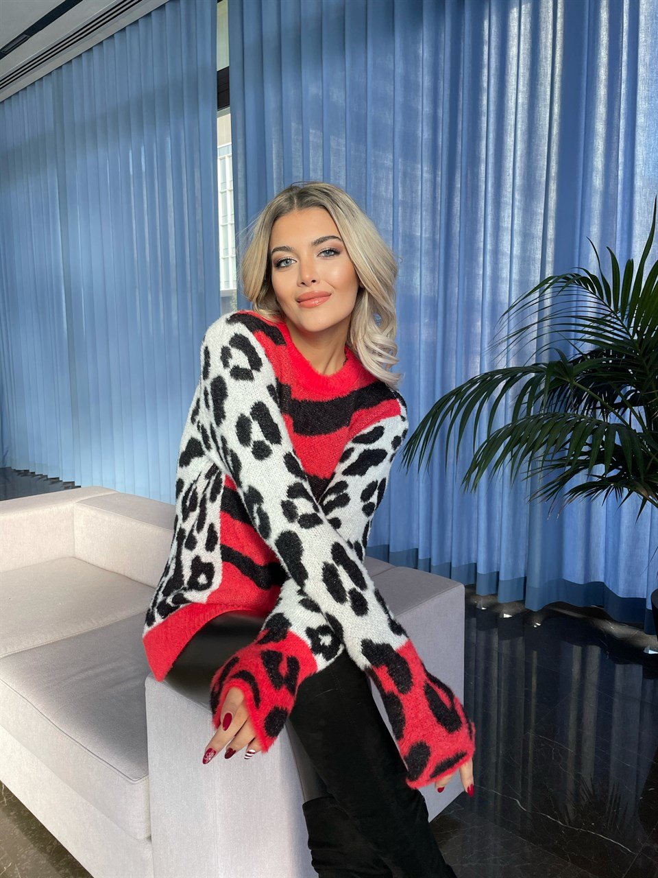 Zebra Desen Yumoş Kazak