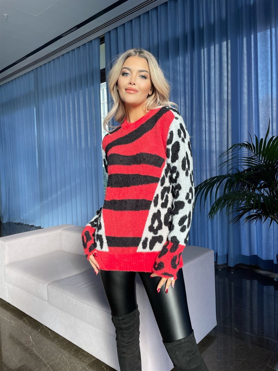 Zebra Desen Yumoş Kazak