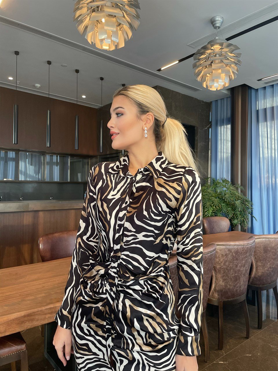 Zebra Desenli Elbise