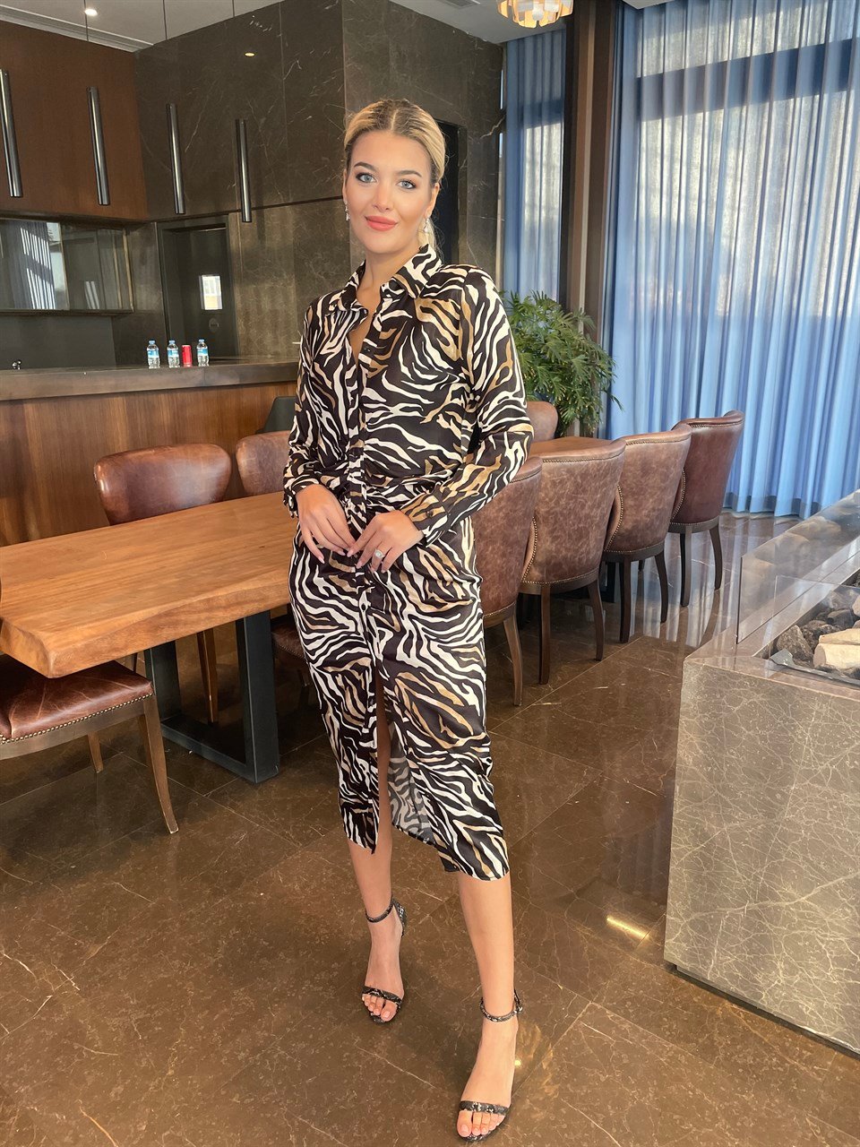 Zebra Desenli Elbise