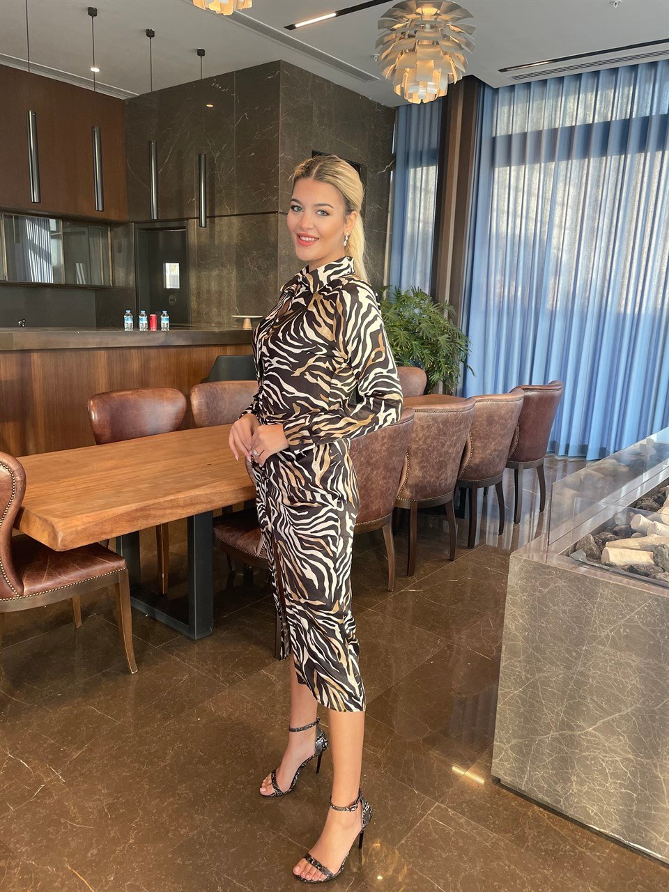 Zebra Desenli Elbise