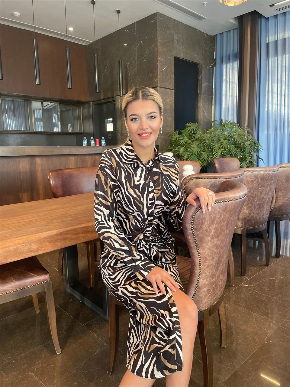 Zebra Desenli Elbise