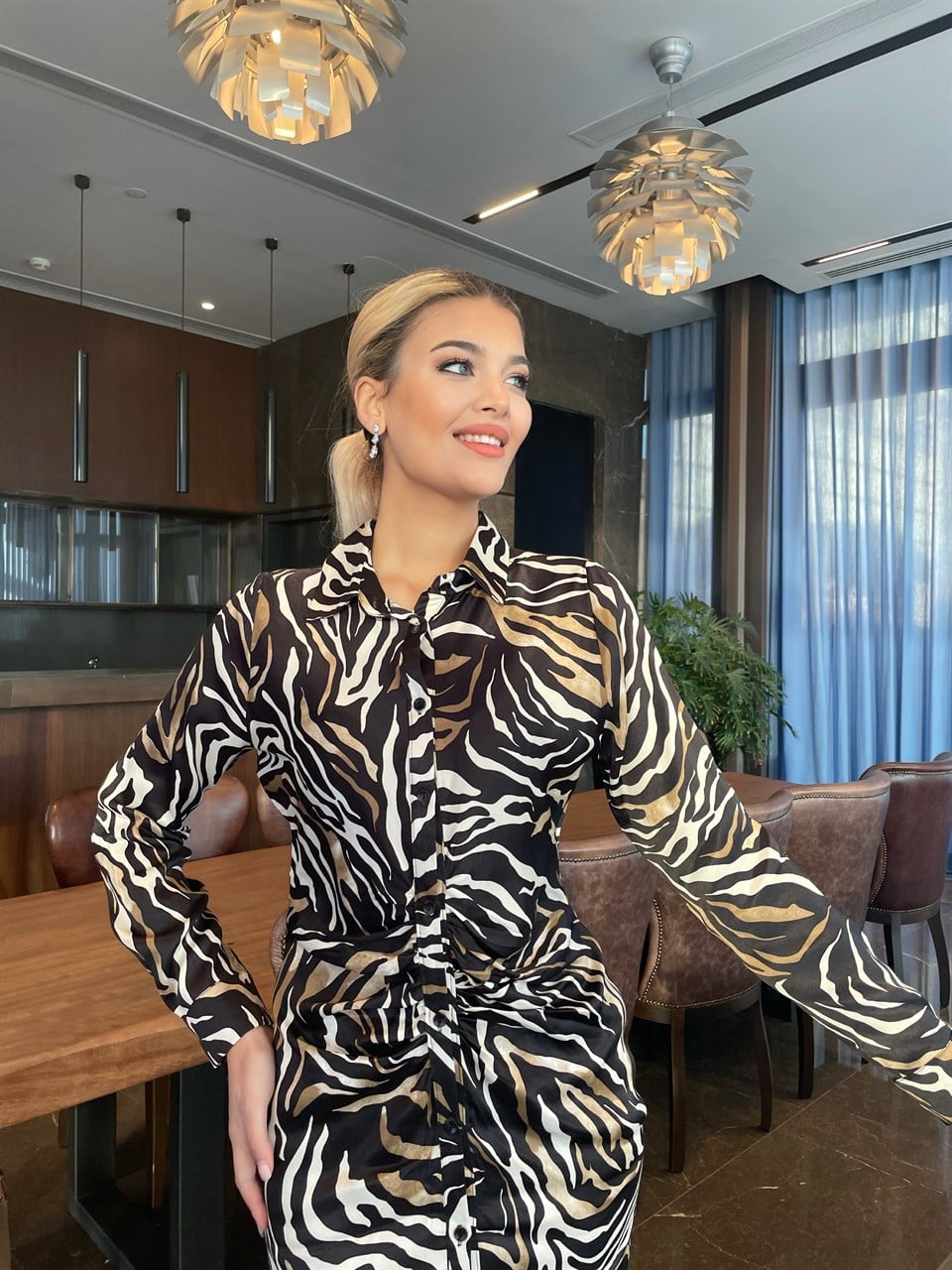 Zebra Desenli Elbise
