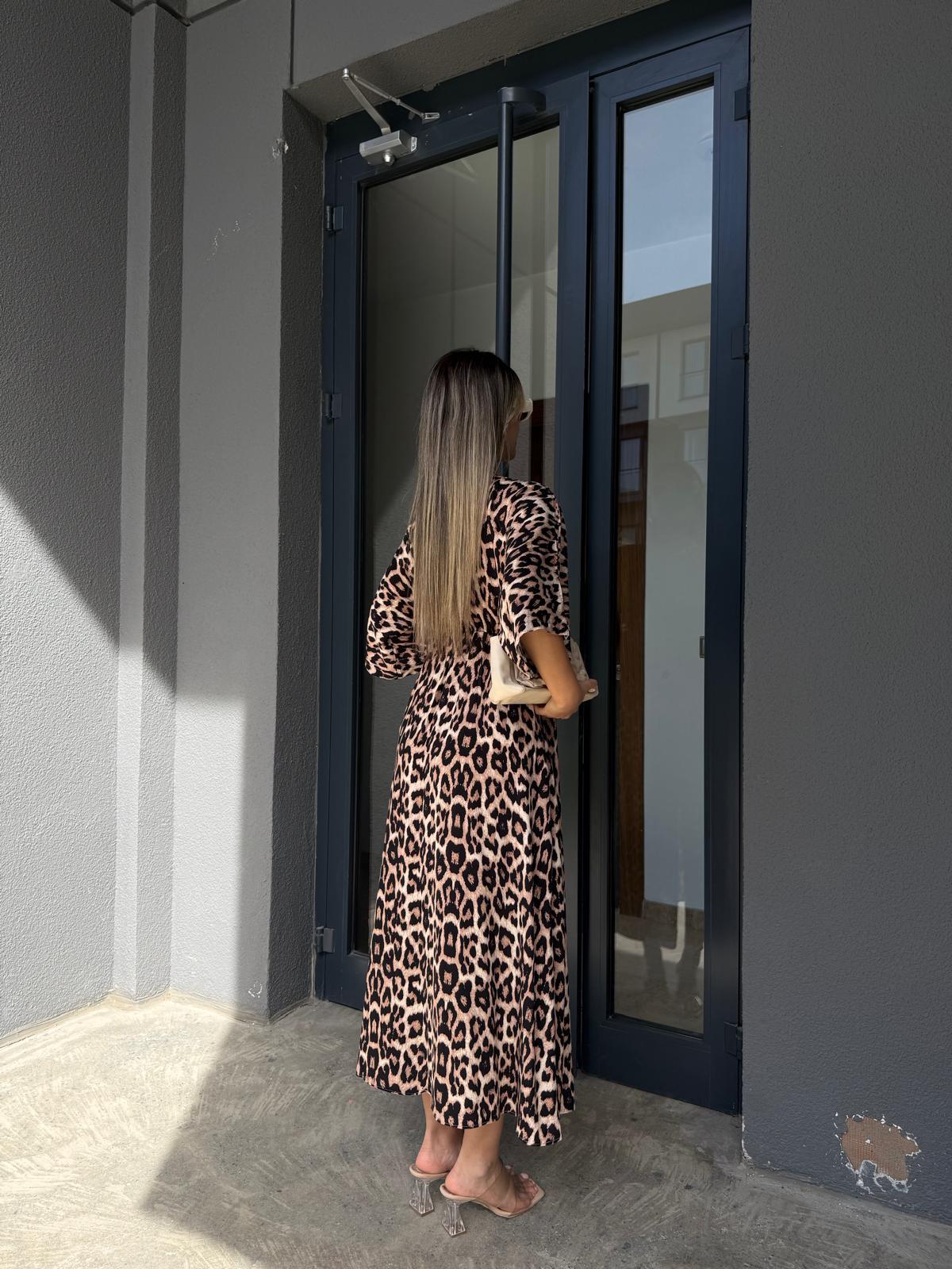 Zenya Leopar Desen Viskon Elbise1707308