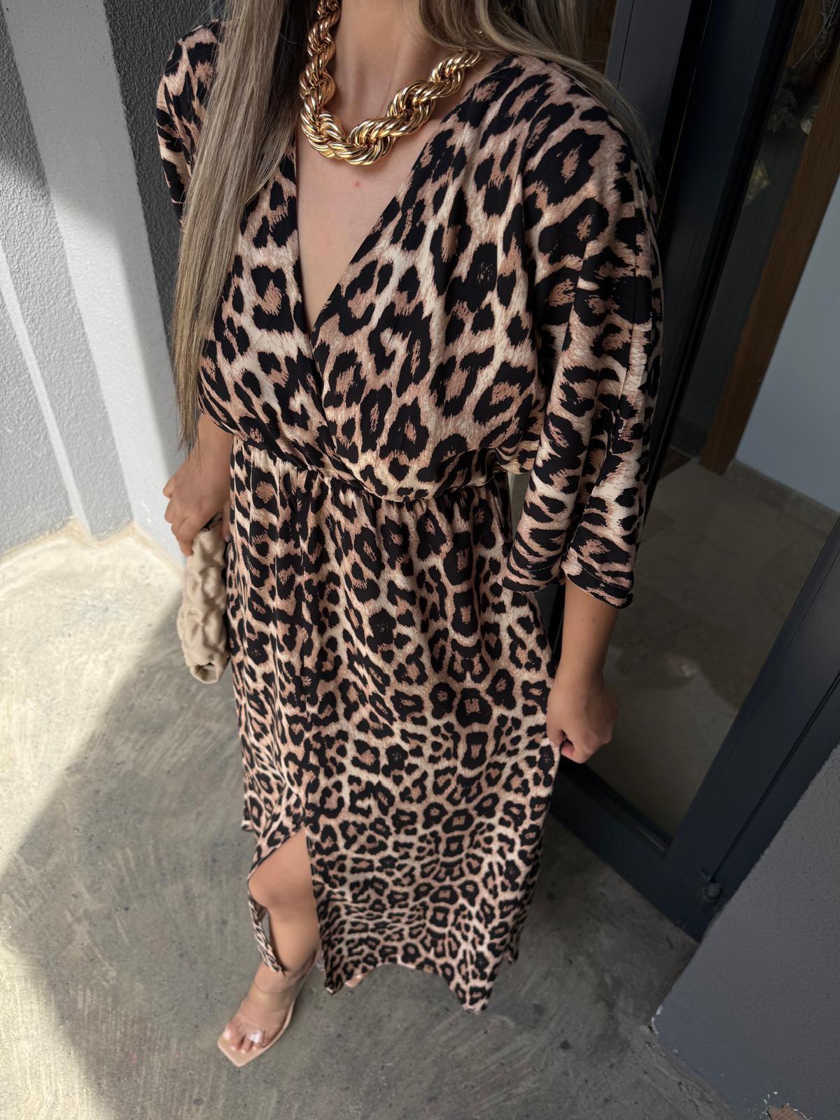 Zenya Leopar Desen Viskon Elbise1707308