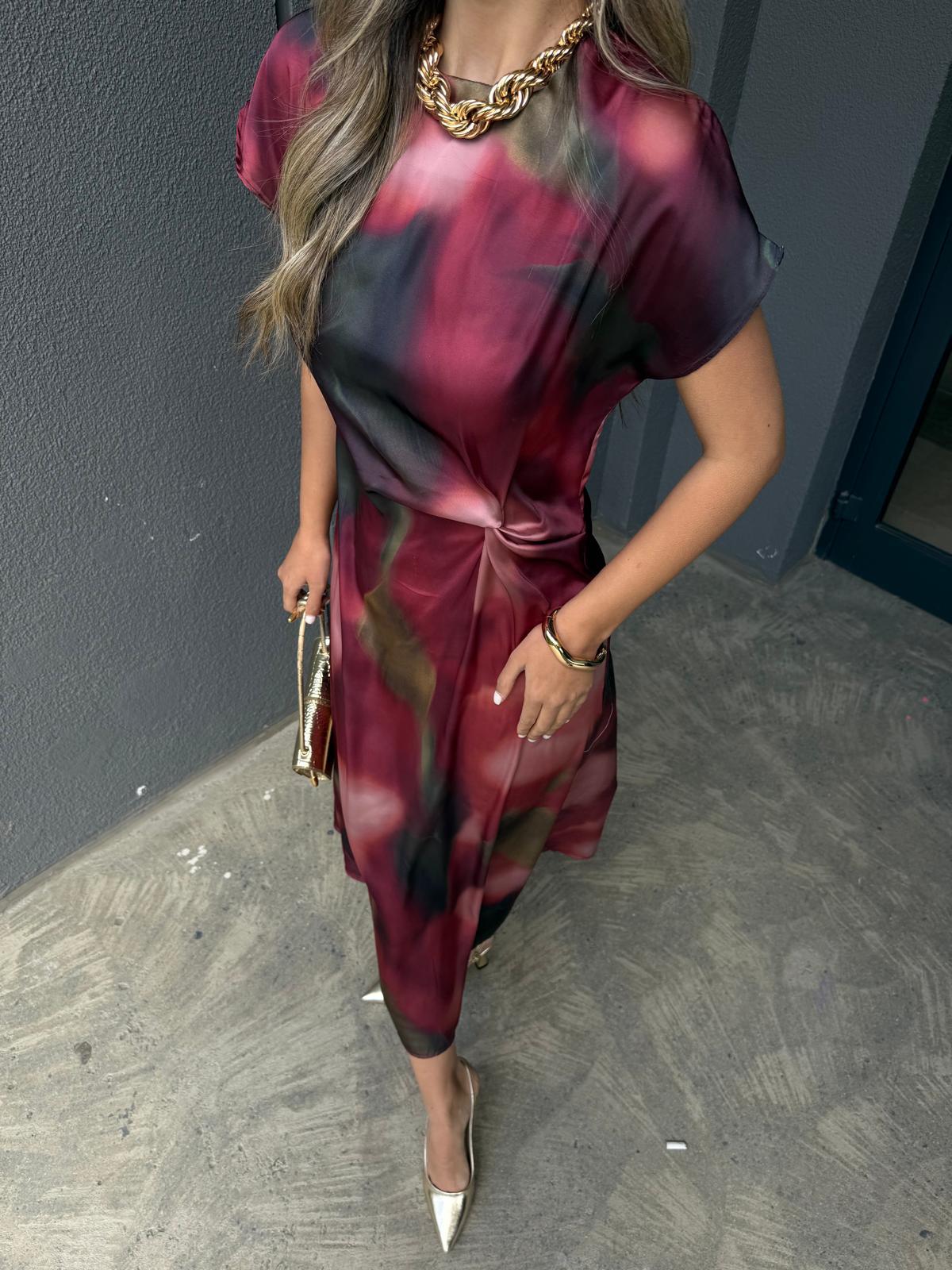 Zr Model Ruena Saten Bordo Elbiseyelb3020grs